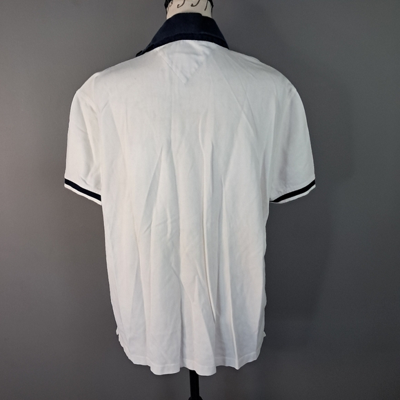 Tommy Hilfiger Mens Polo Large Custom Fit White Embroidered Logo Short Sleeve - Picture 2 of 6